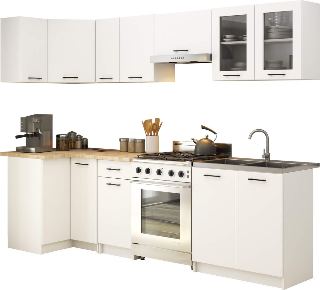 Küchenmöbel-Set OLIWIA 3.0m Modulares Weiß B300xH203xT46 cm