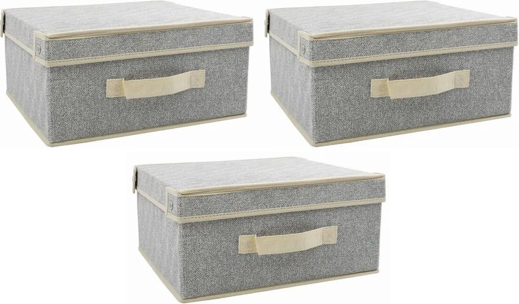 Scatole Portagiochi MSV Set da 3 - 33x28x15 cm Grigio per Bambini