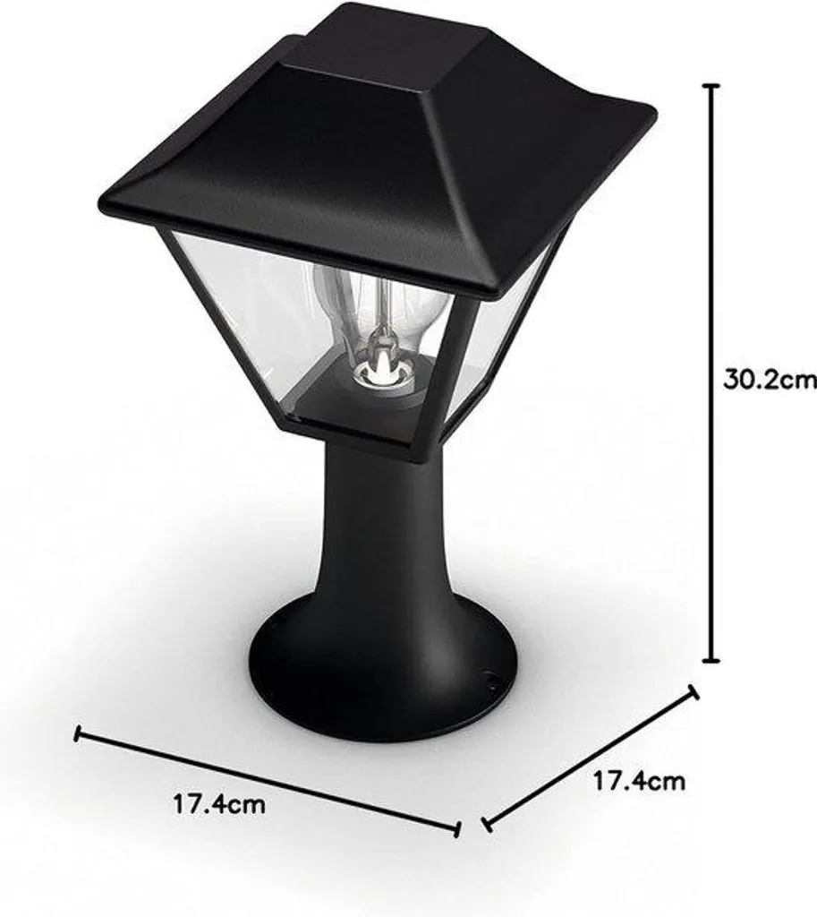 Lampe à visser extérieure E27 anti-corrosion noir métallisé pour façade