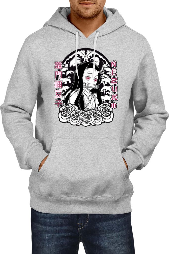 Herren Kapuzenpullover Japan Manga Anime Comics Animation Demon Anime Slayer Nezuko 18, Man XL / Grau