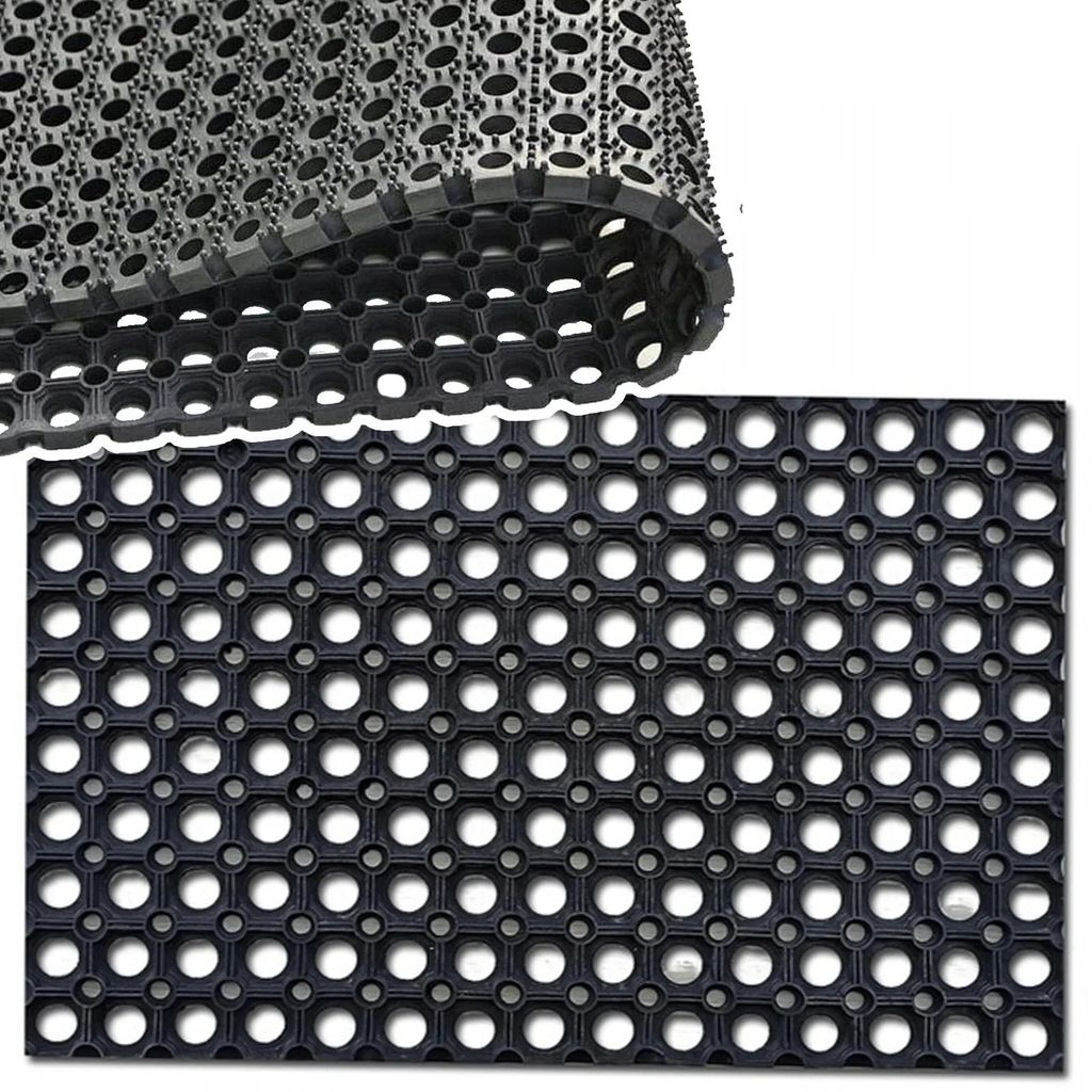Gummifußmatte Ringgummimatte Wabenmatte 40x60 cm Außen Fußmatte rutschfest 22 mm Schwarz