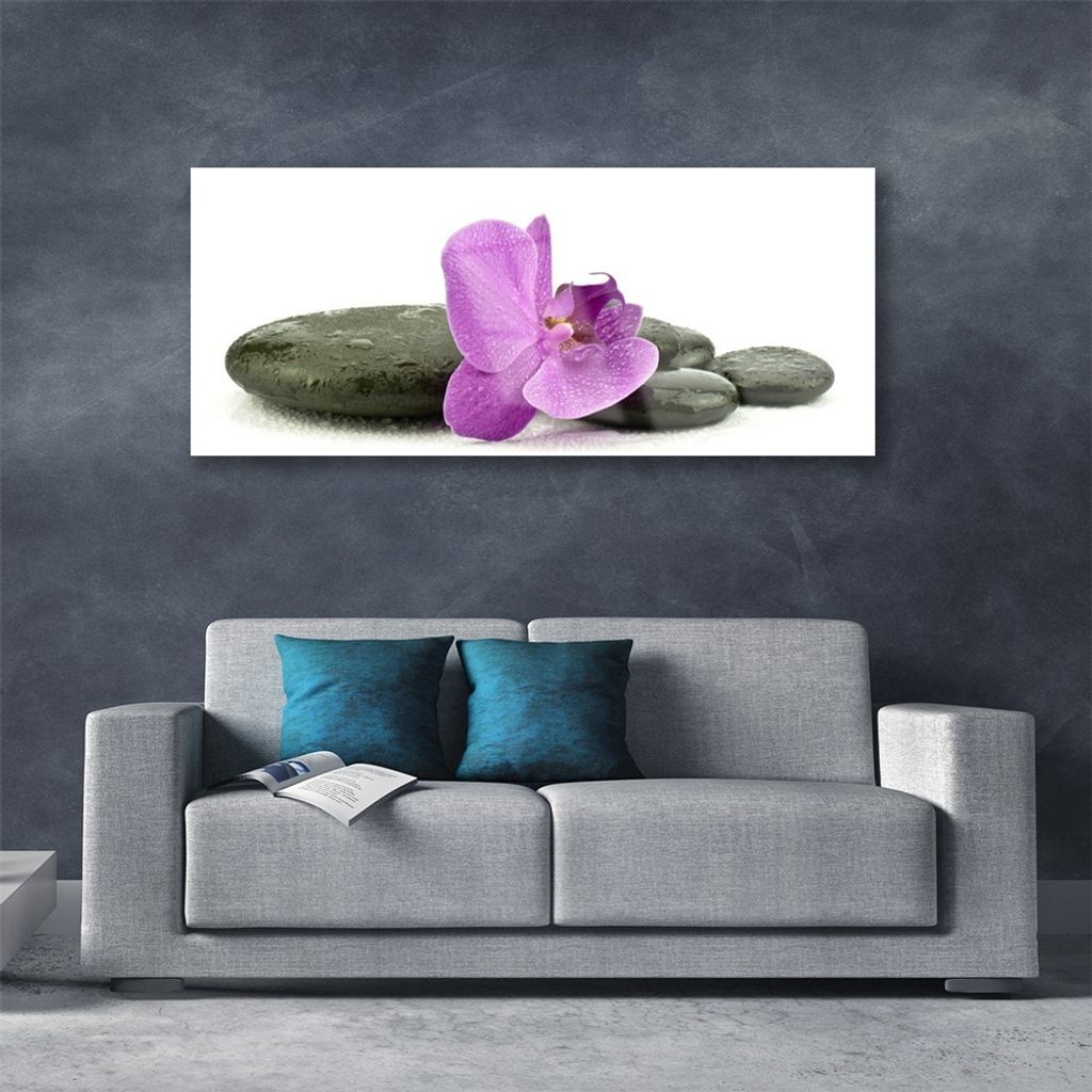 Acrylglasbilder 125x50 Wandbild Druck Blume Steine Kunst