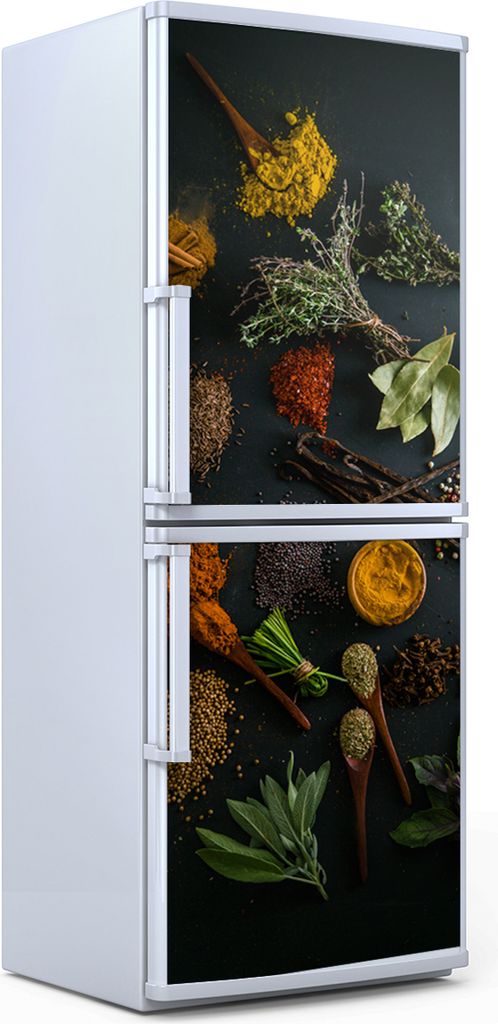Kühlschrankdekoration 70x180 cm Aufkleber auf dem Kühlschrank - Gewürze Gemüse