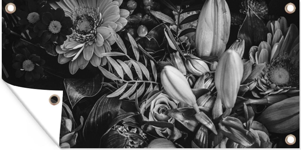 MuchoWow 160x80 cm Outdoor-Poster Gartendeko Sichtschutz Garten Poster für den Garten Blumenstrauß - Stilleben - Blumen - Pflanzen - Rot