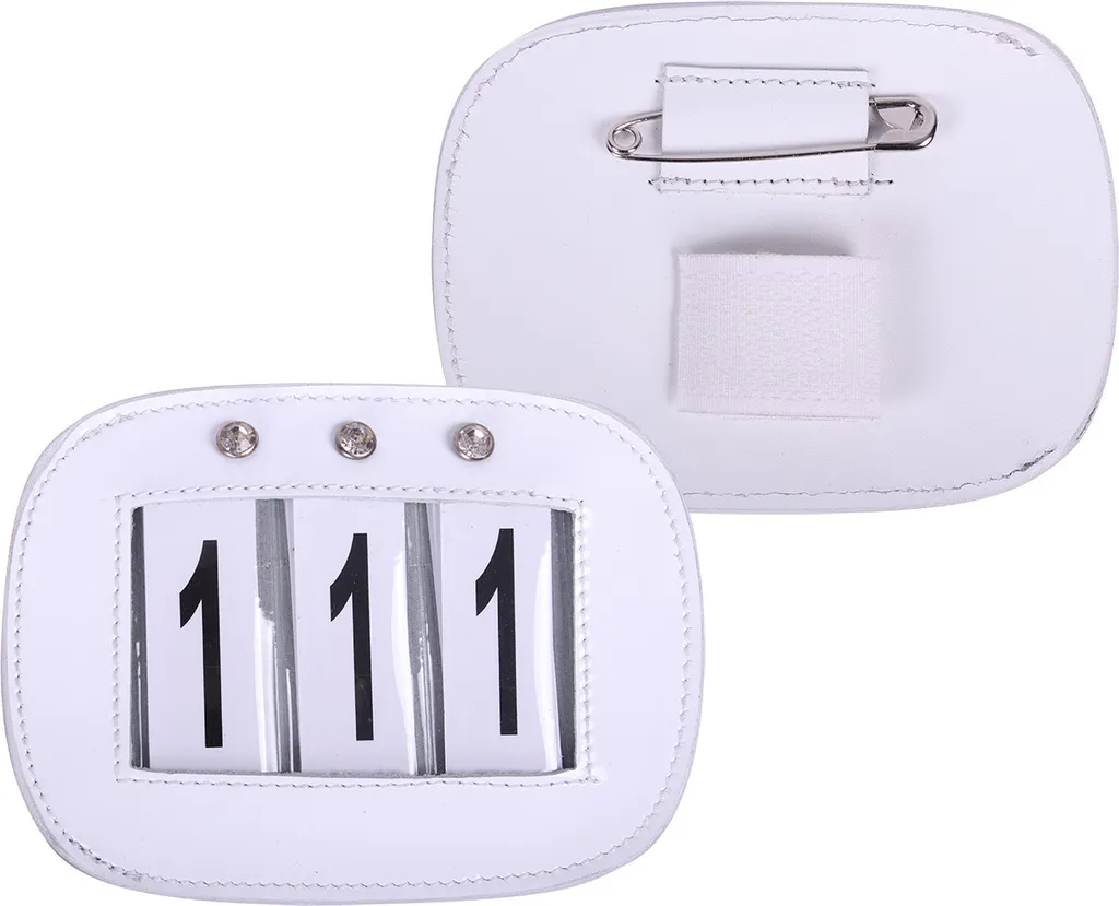 Porte-numéro blanc QHP pour veste de concours équestre, ref QHP17_Gr.:0