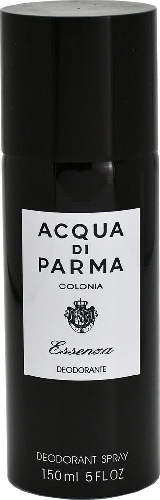A black aerosol can of Acqua di Parma Colonia Essenza Deospray for Men.