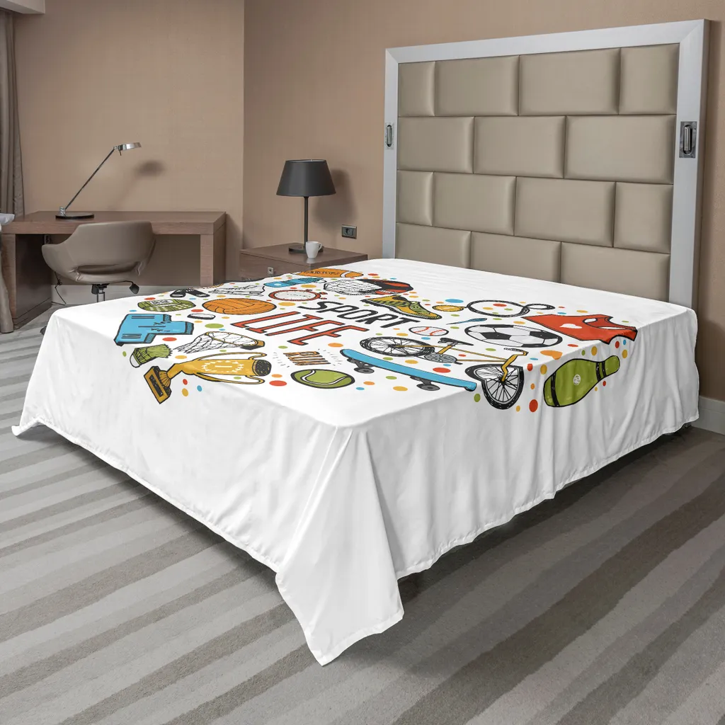 Drap plat anti-plis doux et résistant motifs sportifs 244 x 205 cm