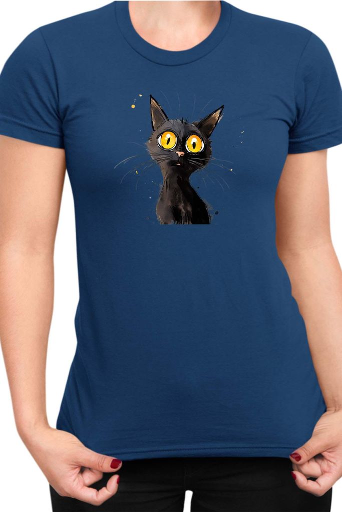 Damen T-Shirt Funny Cats Breeds Bombay Cat 015, Lady 2XL / Dunkelblau