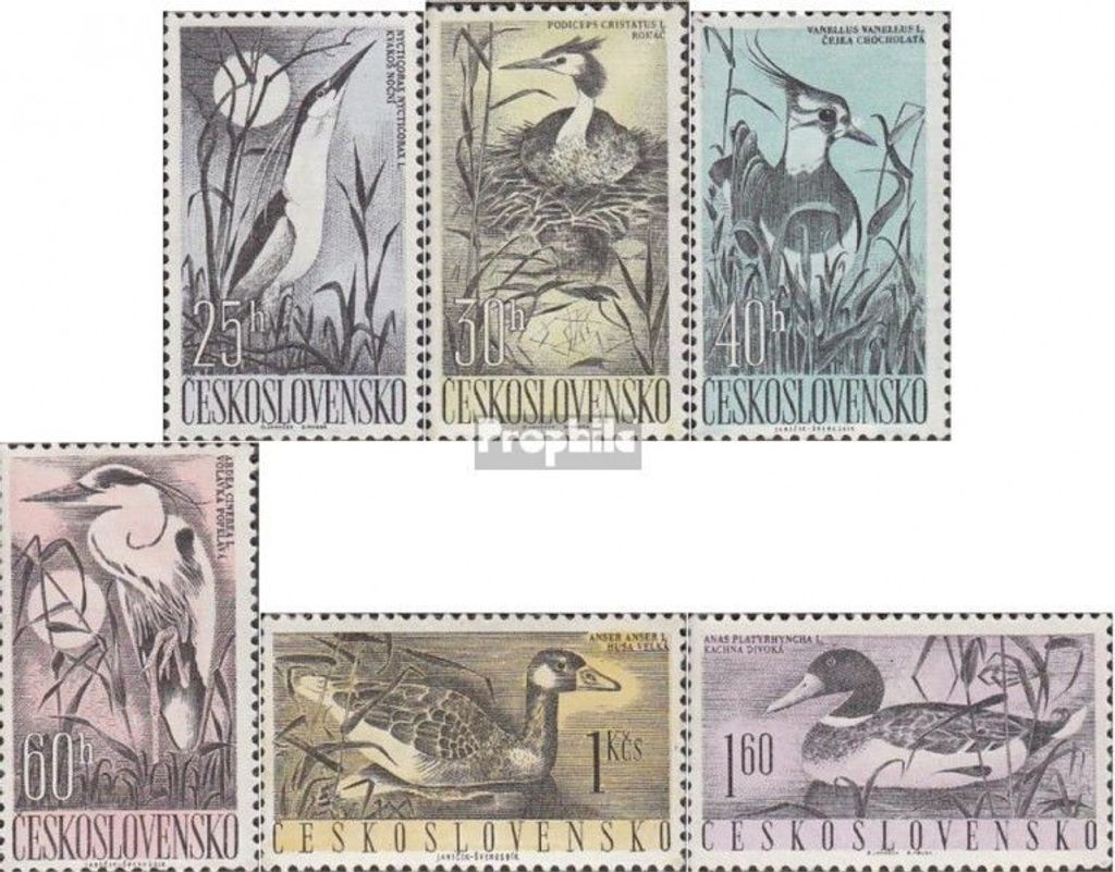 Briefmarken Tschechoslowakei 1960 Mi 1228-1233 (kompl.Ausg.) postfrisch Wasservögel