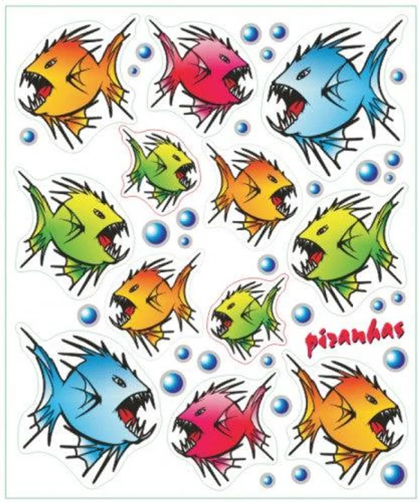 Lot de stickers Piranhas pour personnaliser matériel de pêche et bateaux