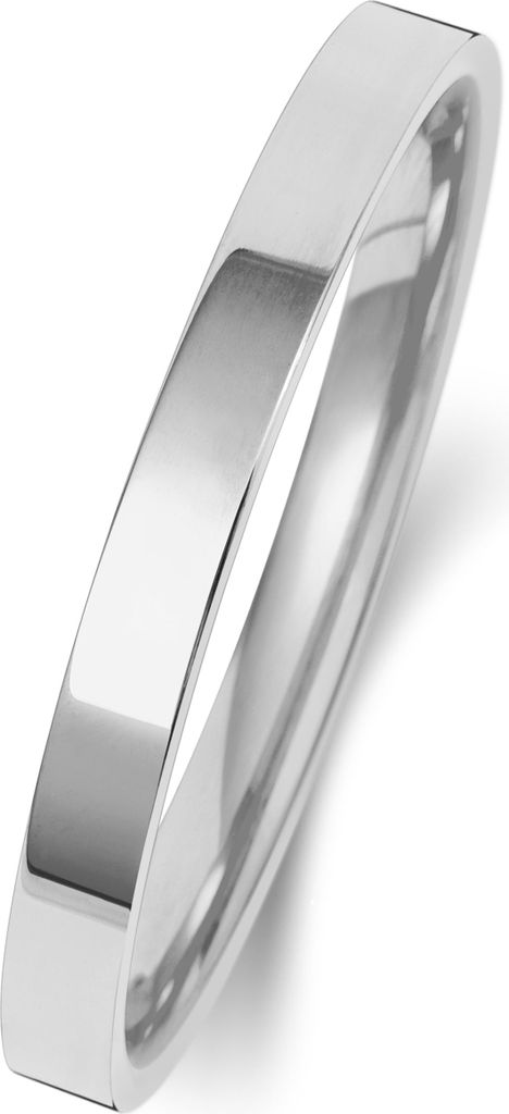 9 Karat (375) Weißgold 2mm Flach Court Form Herren/Damen - Trauring/Ehering/Hochzeitsring, 63 (20.1); TRS151479KWRSU