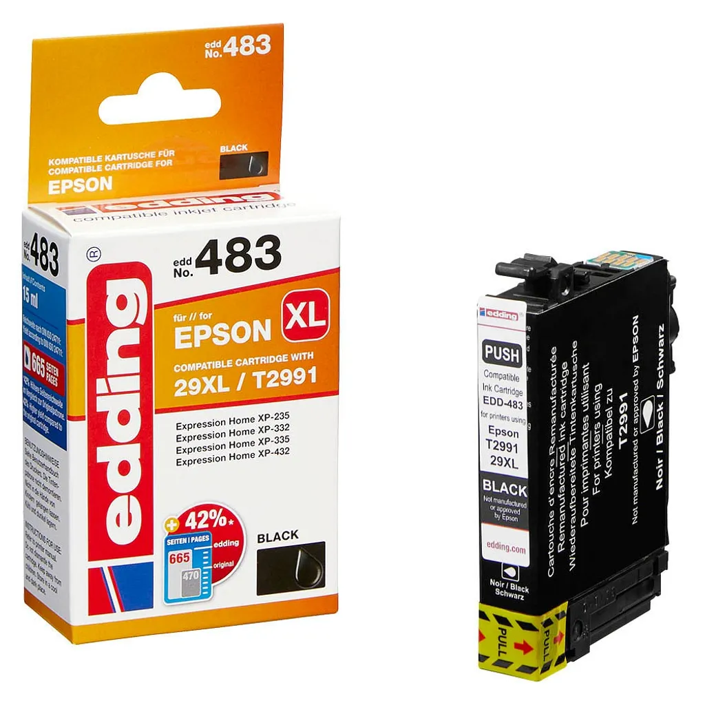 Cartouche edding EDD-483 Noir compatible Epson 29XL T2991XL Haute Capacité
