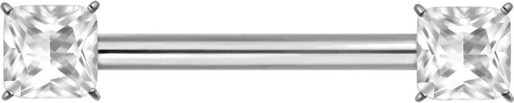 Brustwarzenpiercing, Zungenpiercing, Intim-Piercing Titan Nippelpiercing mit Innengewinde EINGEFASSTES KRISTALLQUADRAT