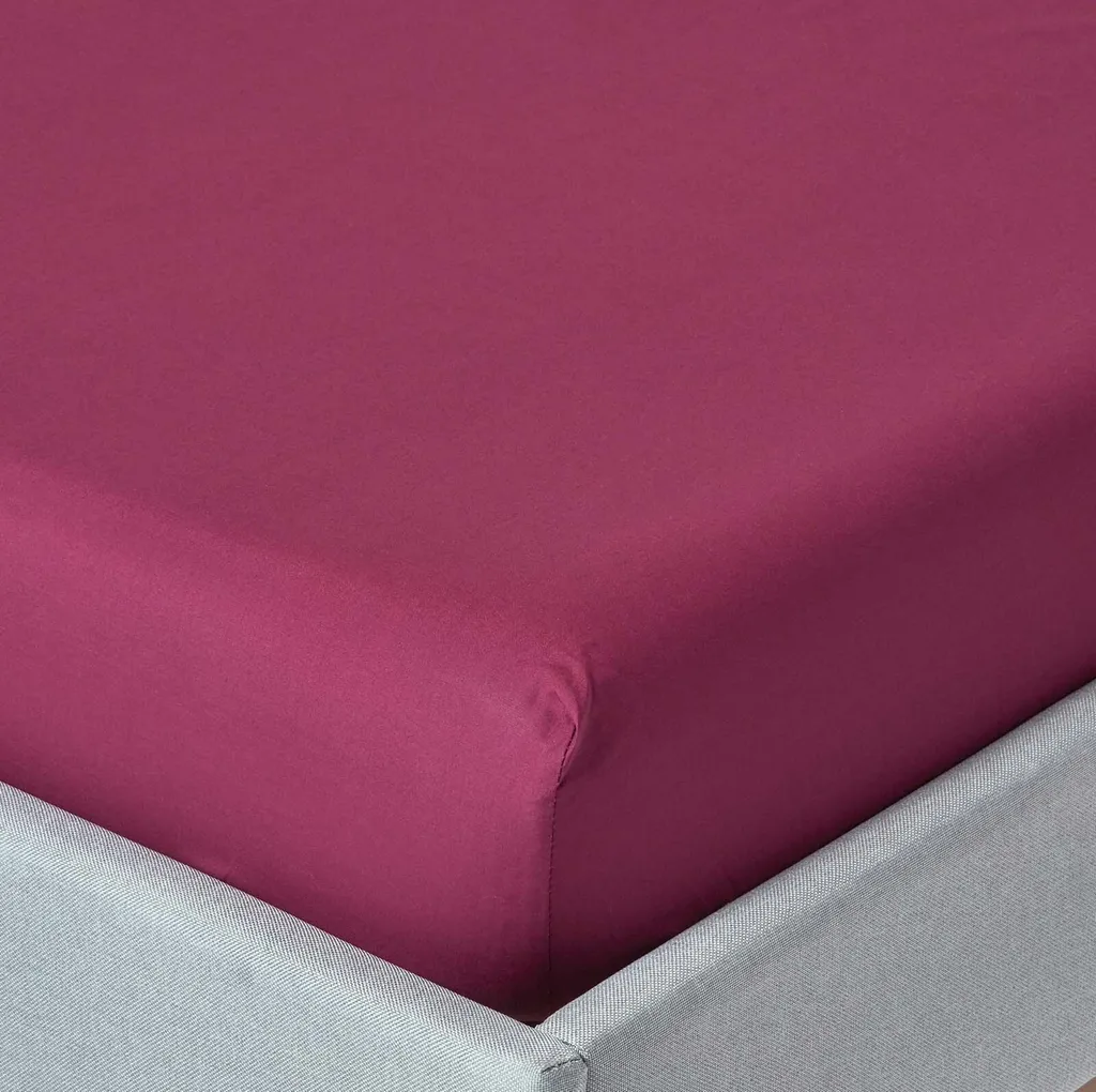Lenzuolo con Angoli Matrimoniale 160x200 Bordeaux - Homescapes Cotton 200 TC