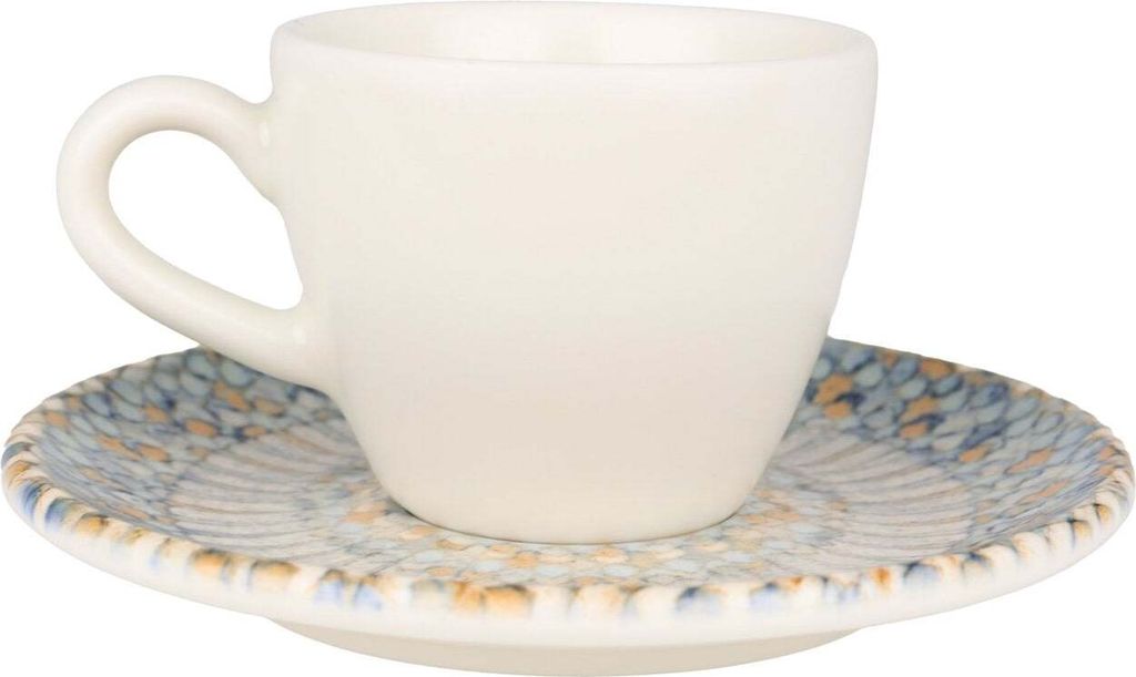 Bonna Luca Mosaic - Espressotassen und Untertasse - 80 cc - Porcelain - 6er set