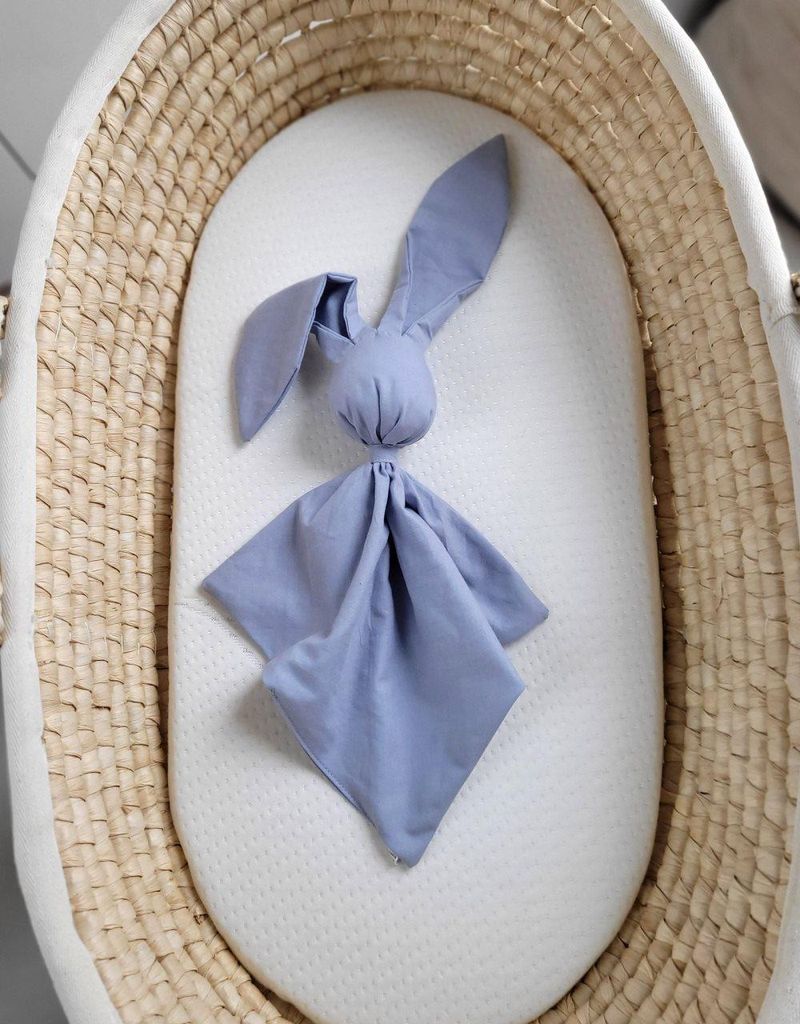 Kaninchen-Kuscheltuch, Kuscheltuch, extra weiche Baumwolle – pastellblau – sicher für Babys