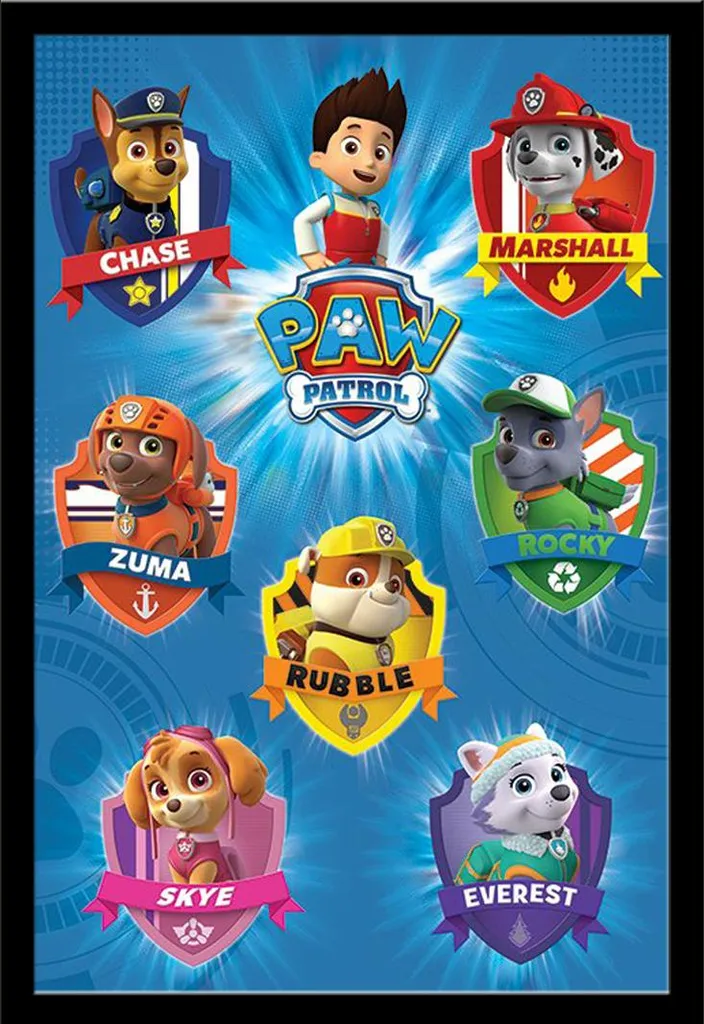 Affiche Paw Patrol sous cadre acrylique incassable Shinsuke MDF