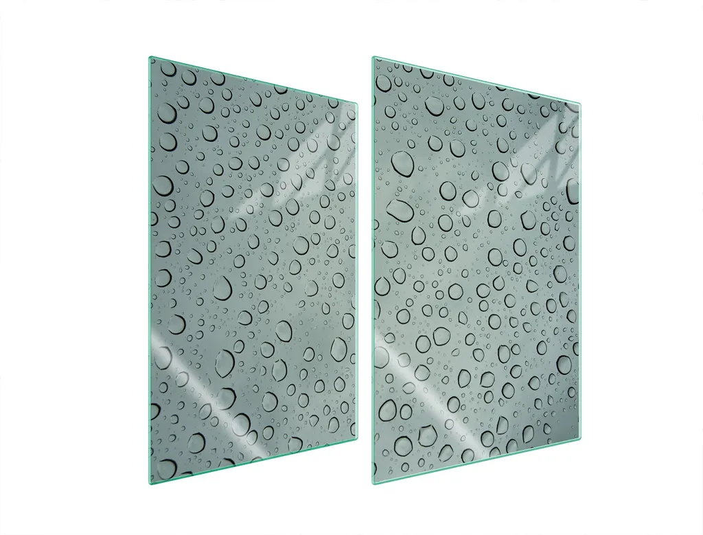 Tagliere Vetro 35x52 Copri Piano Cottura | Set 2 Pezzi Goccia Grigia