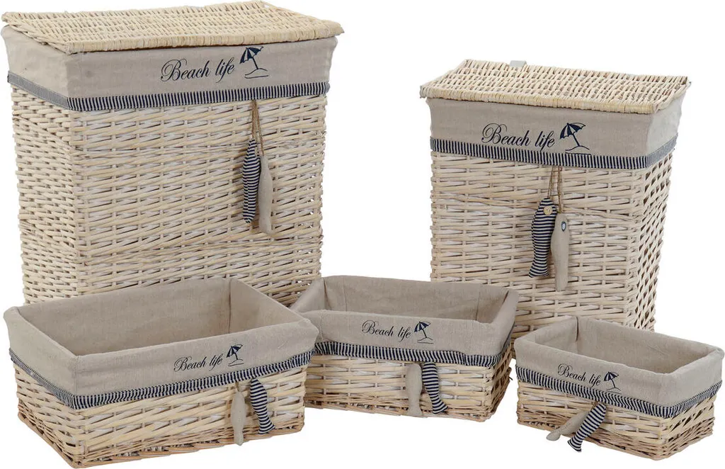 Set de 5 paniers DKD Home Déco 47x35x56 cm en polyester motifs spirales