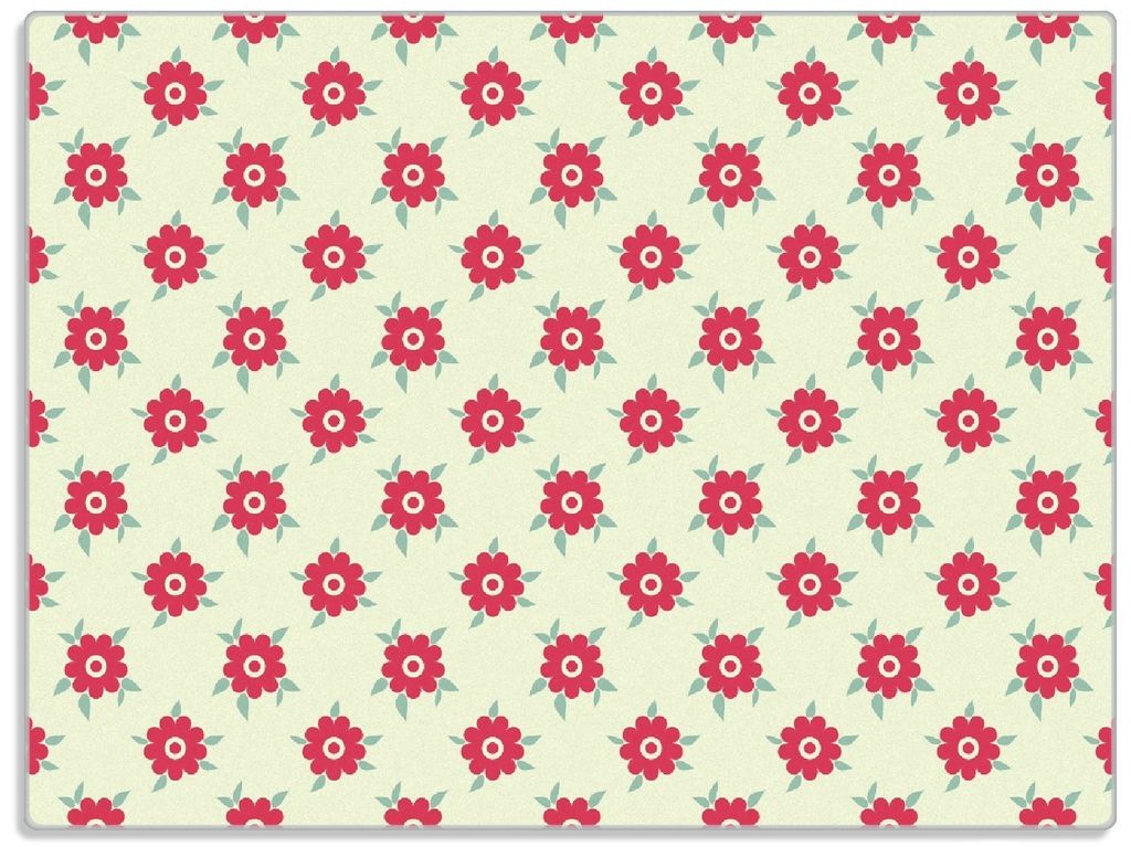 Wallario Glasunterlage, Schneidebrett aus Glas, Größe 30 x 40 cm, Motiv Muster mit Blüten und Blättern