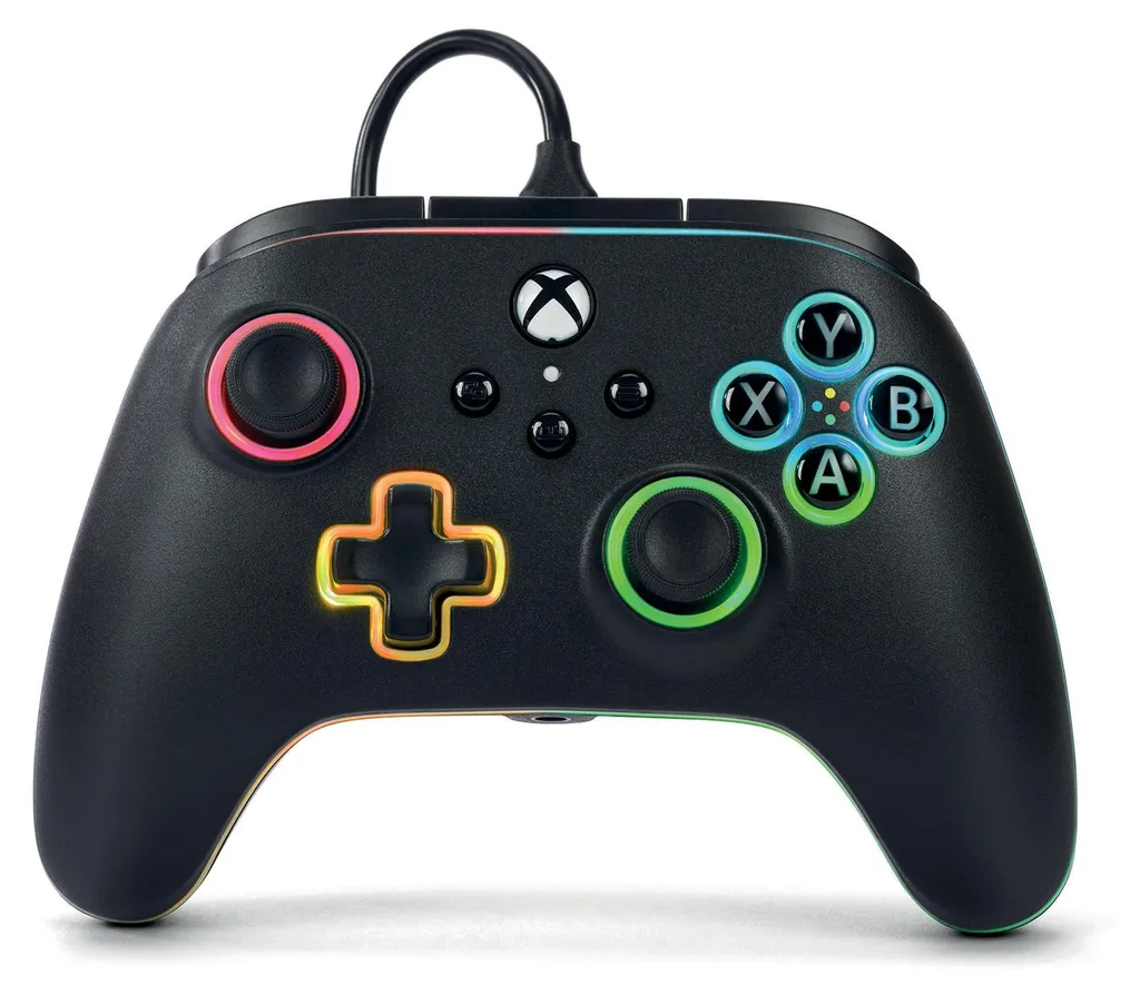 Manette de jeu filaire Lumectra pour Xbox et PC avec éclairage RGB LED