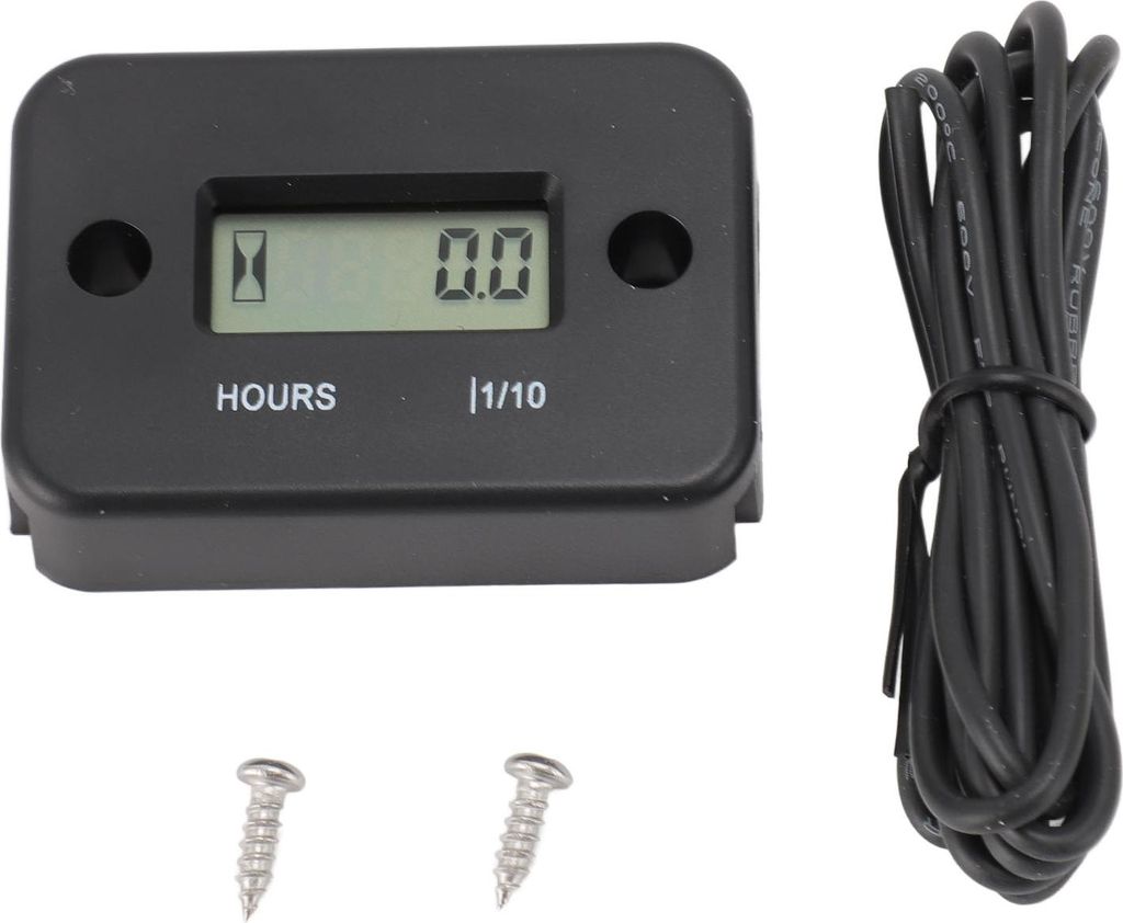 Digitaler Betriebsstundenzähler mit hoher Genauigkeit, LCD-Anzeige, Mini-Wasserdichter Motorstundenzähler, Drehzahlmesser