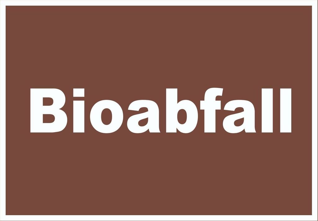Bioabfall Mülltrennung Schild mit Text waagerecht A5 Rückseite selbstklebend