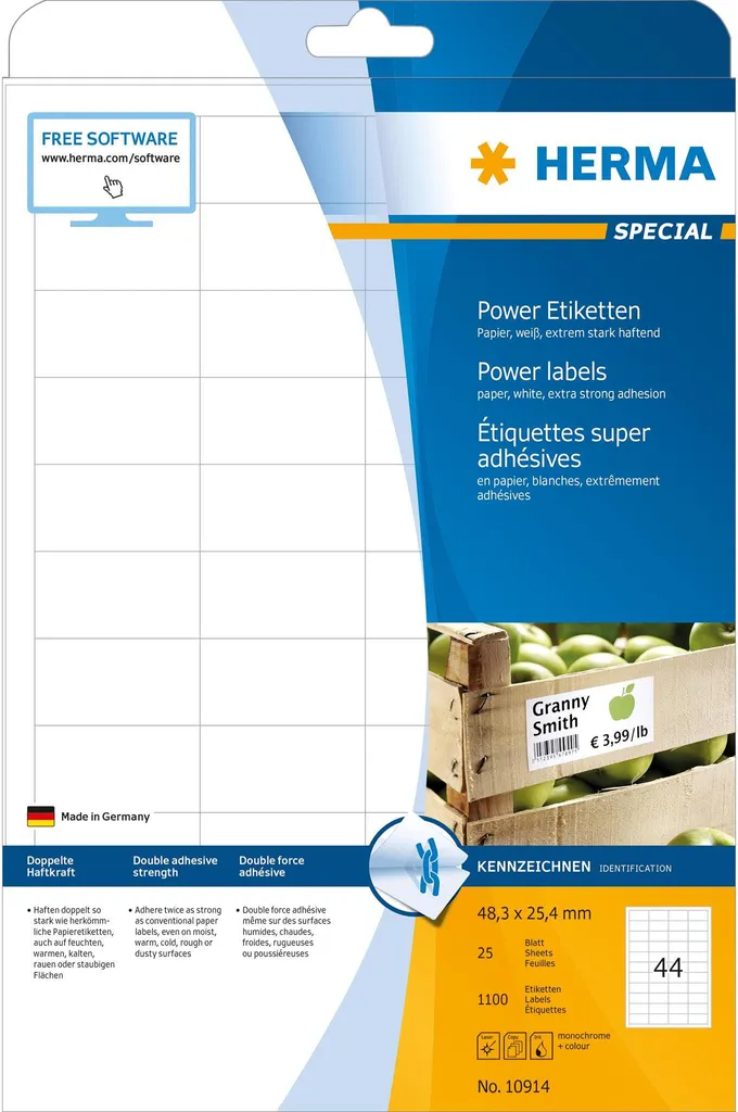 Stock 1100 Etichette HERMA 48,3x25,4 mm - Resistenza Estrema per Logistica