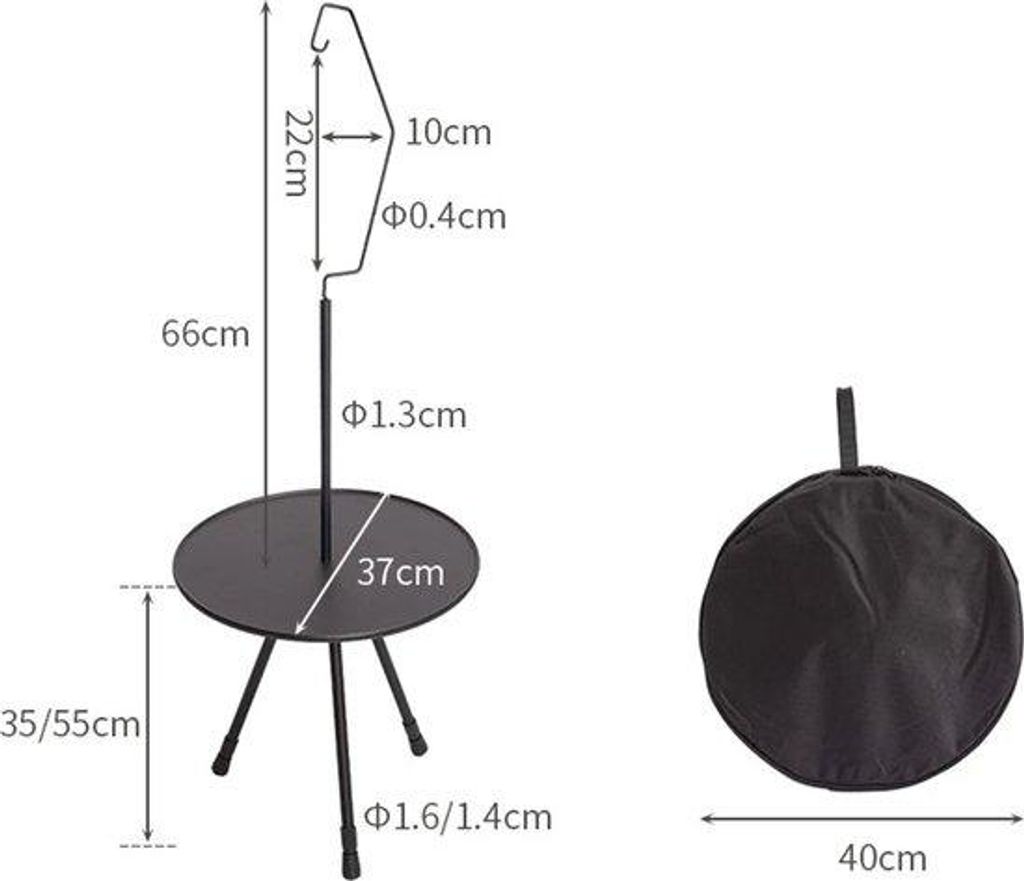 Klappbare Campingtafel Schwarz für Draußen