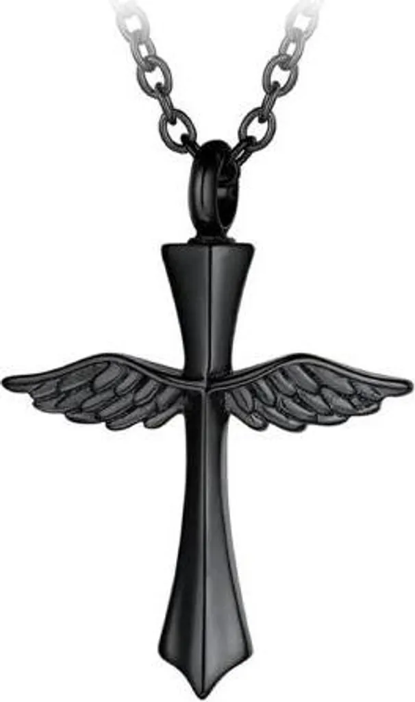 Gioiello per Ceneri Croce Ali Nere - Collana Ricordo per Uomo e Donna