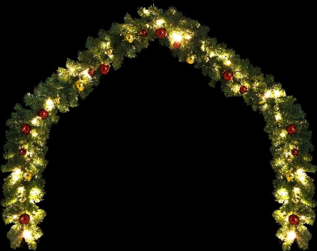 vidaXL Weihnachtsgirlande Geschmückt mit Kugeln und LED-Lichtern 10 m