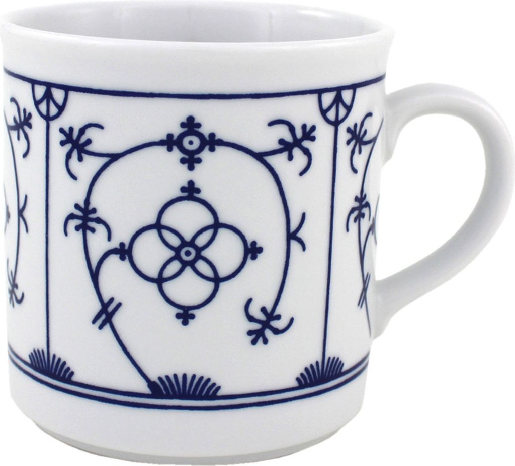 Triptis Tallin Indischblau Kaffeebecher, 250 ml, Porzellan, Form 1920 neukonisch glatt, weiß/blau