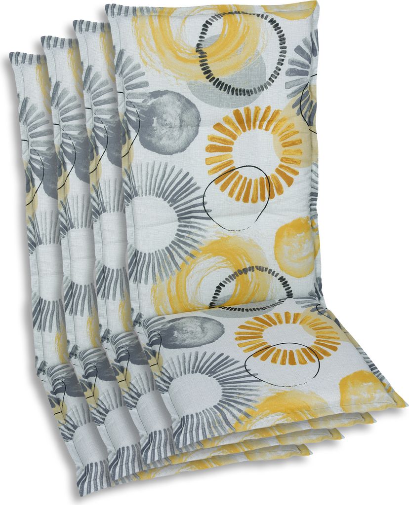 GO-DE Textil, Sesselauflage Mittellehner, 4er Set, Farbe: beige, Maße: 108 cm x 50 cm x 6 cm, Rueckenhoehe: 60 cm