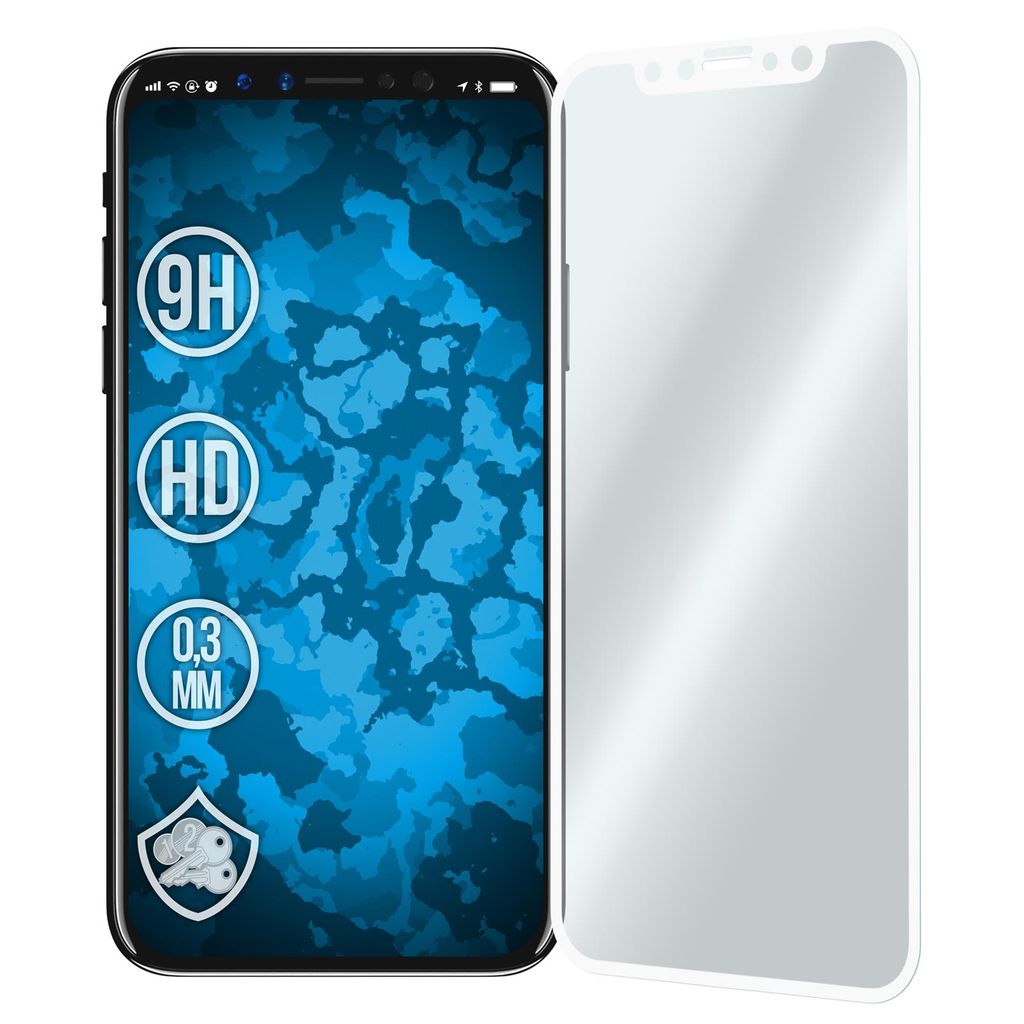 1er-Pack PhoneNatic Glas-Folie klar full-screen weiß kompatibel mit Apple iPhone X / XS - Panzerglas für iPhone X / XS