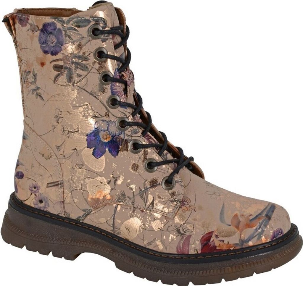 Cipriata - Damen Springerstiefel "Annetta", Floral DF2285 (38 EU) (Ecru/Gold)