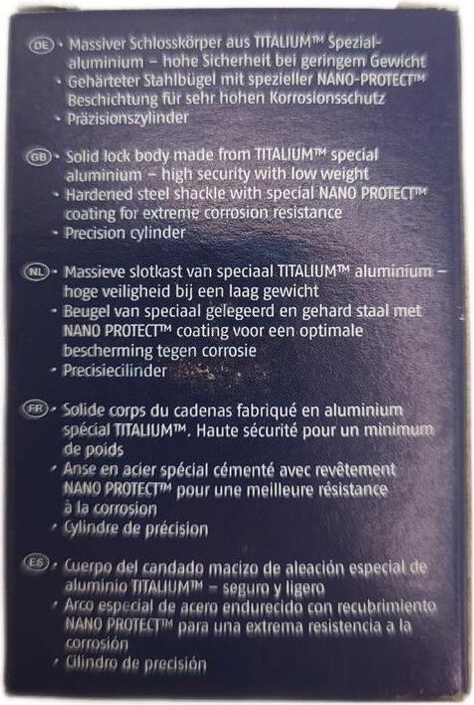 ABUS Titalium-Vorhängeschloss verschieden schliessend 40mm