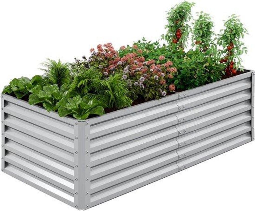 Gartenpflanzbehälter aus Edelstahl - Pflanzenkasten für den Außenbereich - Kräuter und Blumen züchten - Korrosionsbeständiges Stahlrohr