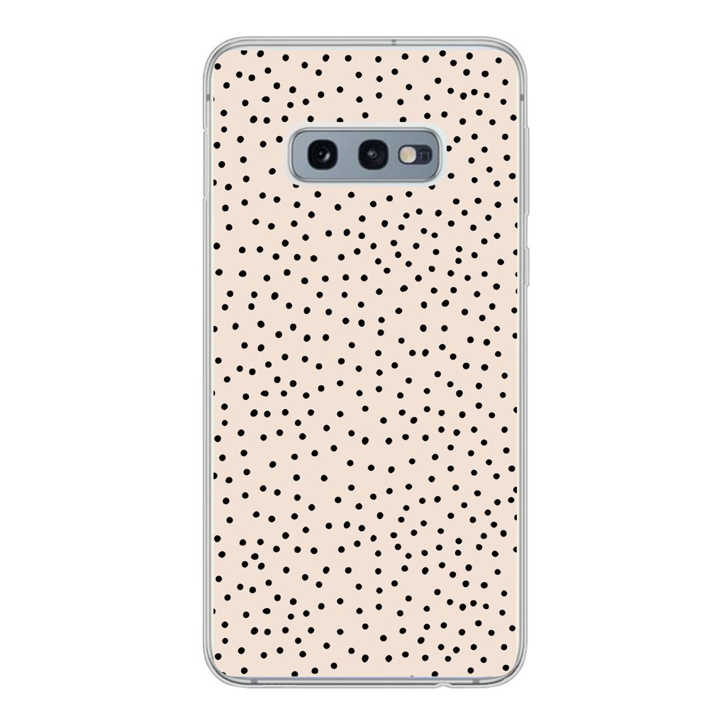 MuchoWow Handyhülle Schutzhülle Hülle für Samsung Galaxy S10e Polka dot - Beige - Schwarz Silikon Softcase Handy Hülle - Handy