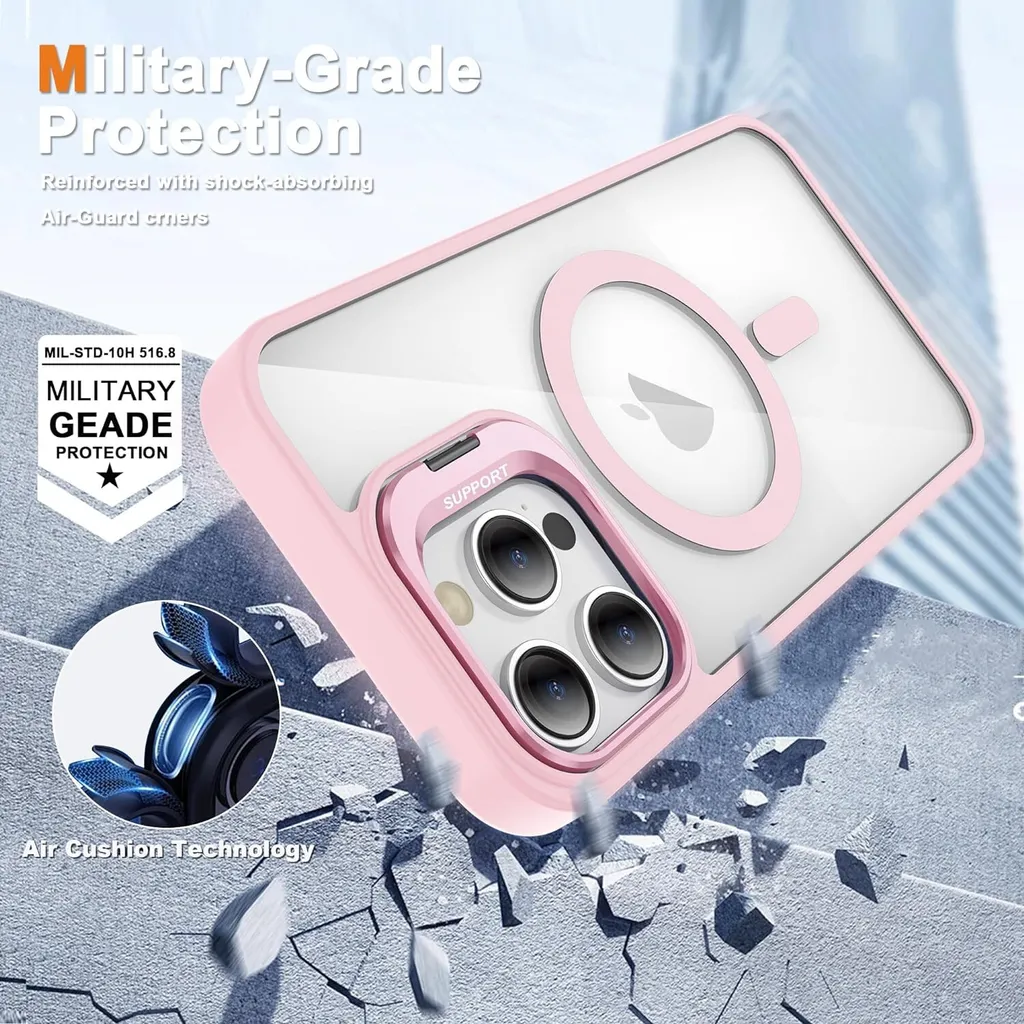 Custodia iPhone 12 MagSafe Rosa con Supporto - Protezione Trasparente - 6