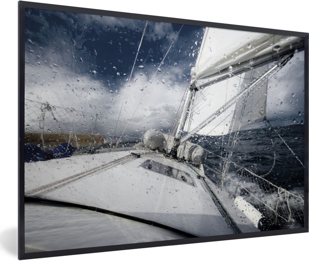 MuchoWow Gerahmtes Poster Segelboot auf der Nordsee 90x60 cm - Poster mit Schwarzem Bilderrahmen Wandposter Rahmen Foto Bilder - Fotorahmen - Fot...