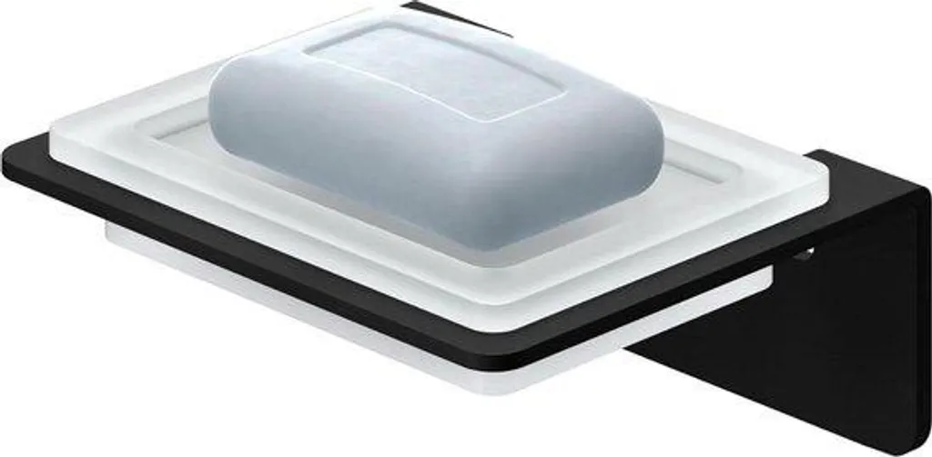 Porte-savon mural noir en inox pour douche et cuisine - Design moderne