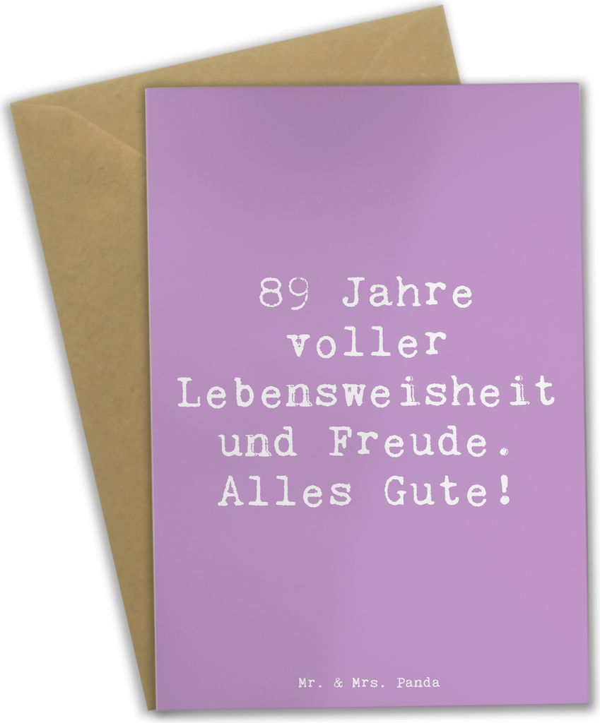 Mr. & Mrs. Panda neujahrskarte Spruch 89. Geburtstag Freude - Lavendeltraum - Geschenk, hochzeitskarten, osterkarte, Alles gut zum, Weisheit, weihn...