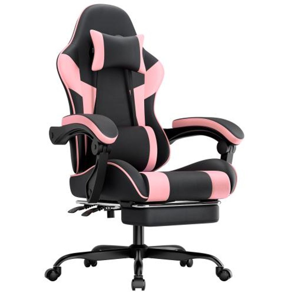 Ergonomischer Gaming Stuhl mit Lendenstütze und Kopfstütze, höhenverstellbar