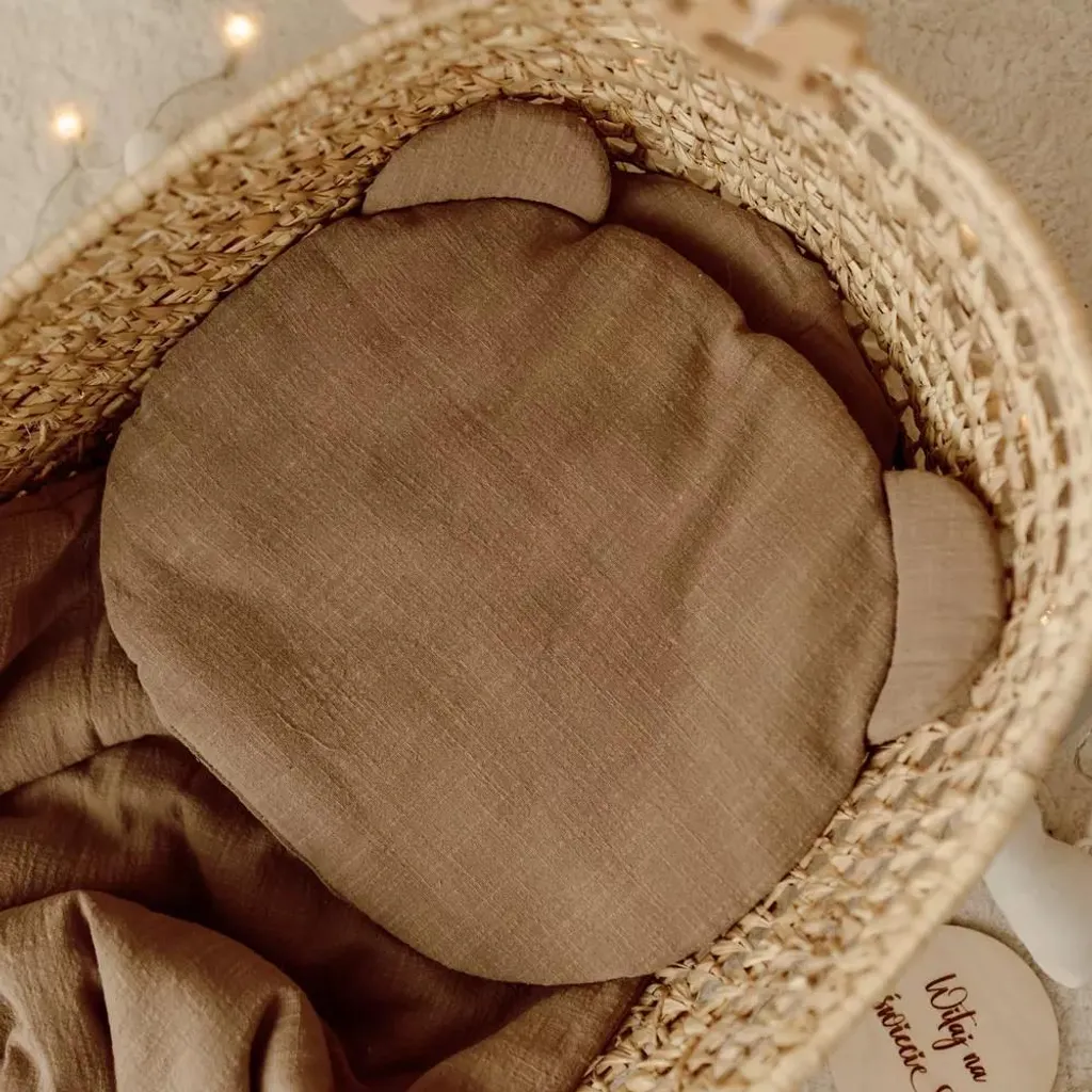 Coussin Muslin Ours Moelleux - Double Gaze de Coton Beige Haute Qualité