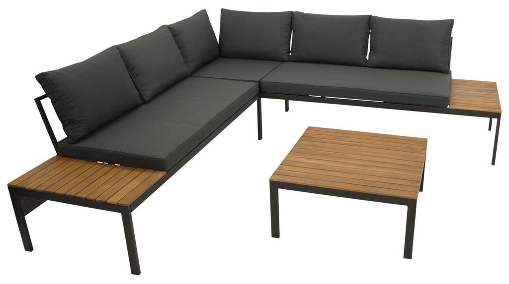 Ecksofa mit Tisch 70 x 33 x 70 cm Akazie Stahl Grau