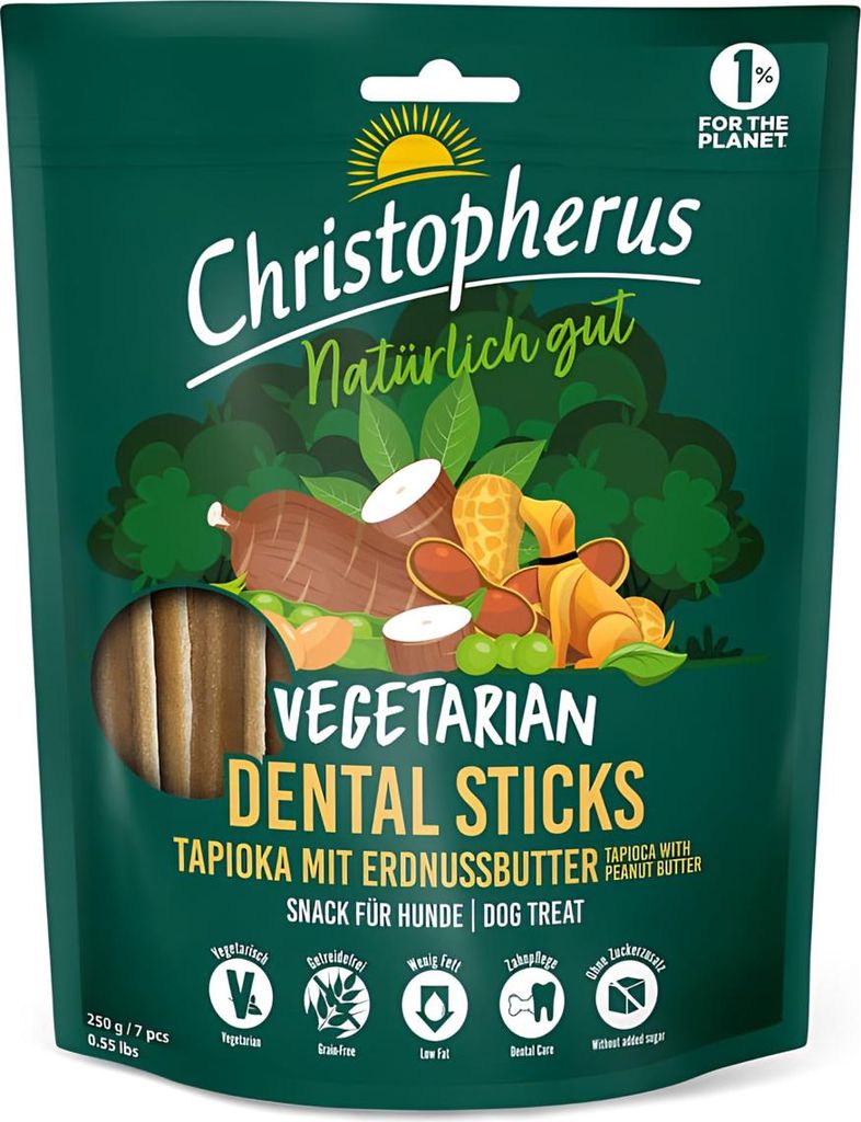 Christopherus 250g Vegetrarian Dental Stick-Tapioka & Erdnussbutter