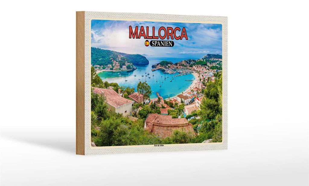 Holzschild Reise 18x12 cm Mallorca Spanien Port de Sóller Urlaub