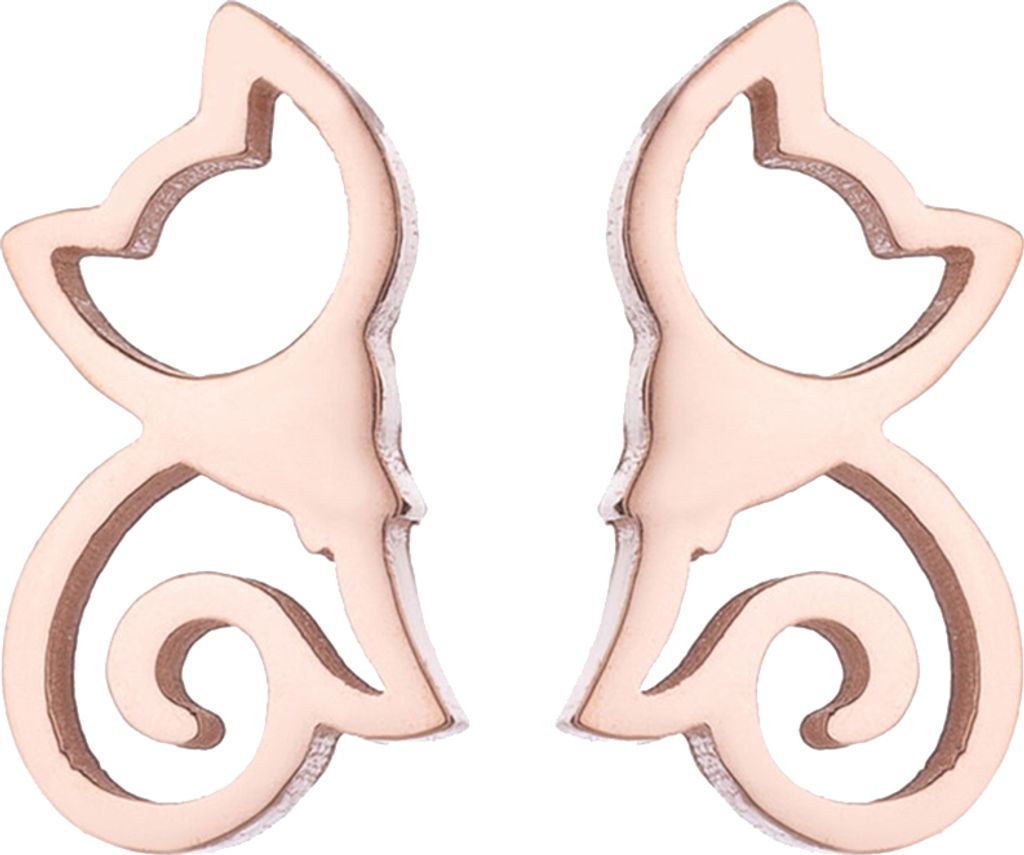 Minimalistische hohle Katzen-Ohrstecker aus Edelstahl, niedlicher Tier-Frauenschmuck-Roségold