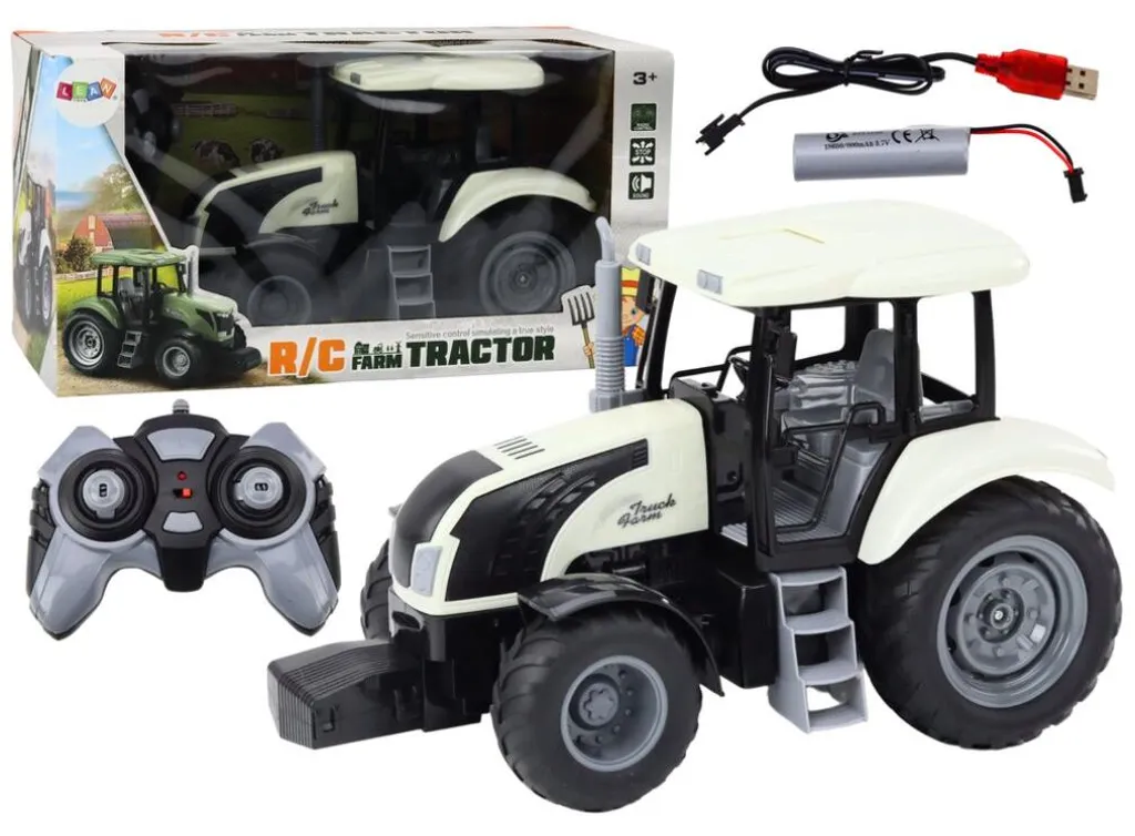 Tracteur RC pour enfant, véhicule agricole blanc sonore longue portée