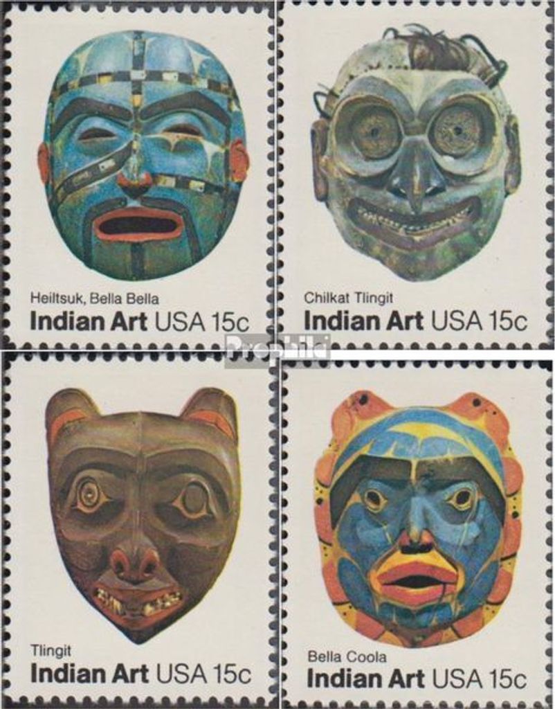 Briefmarken USA 1980 Mi 1441-1444 (kompl.Ausg.) postfrisch Indianer Masken
